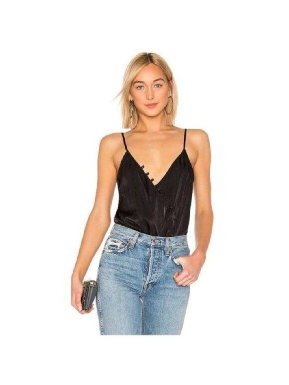 LAcademie Black Milkyway Bodysuit Silky Adjustable Straps